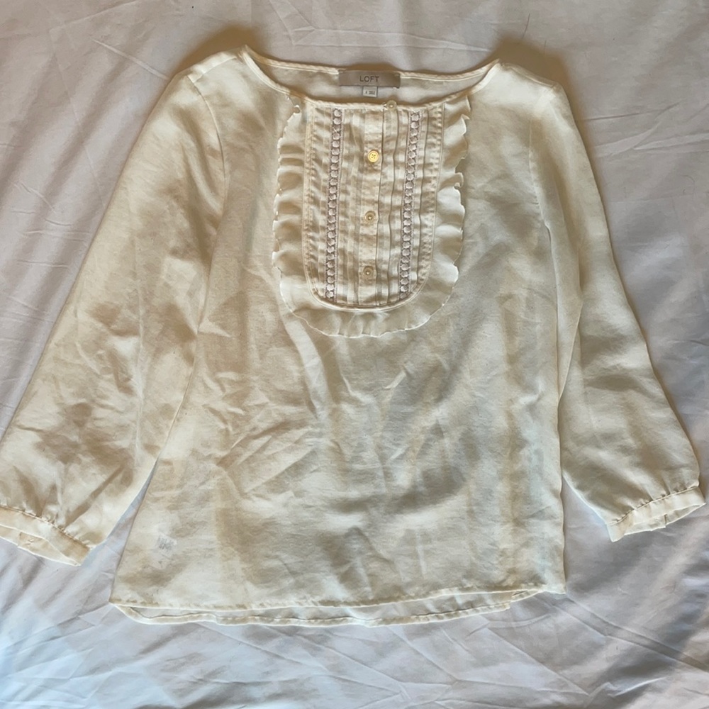 LOFT 1/4 button front blouse